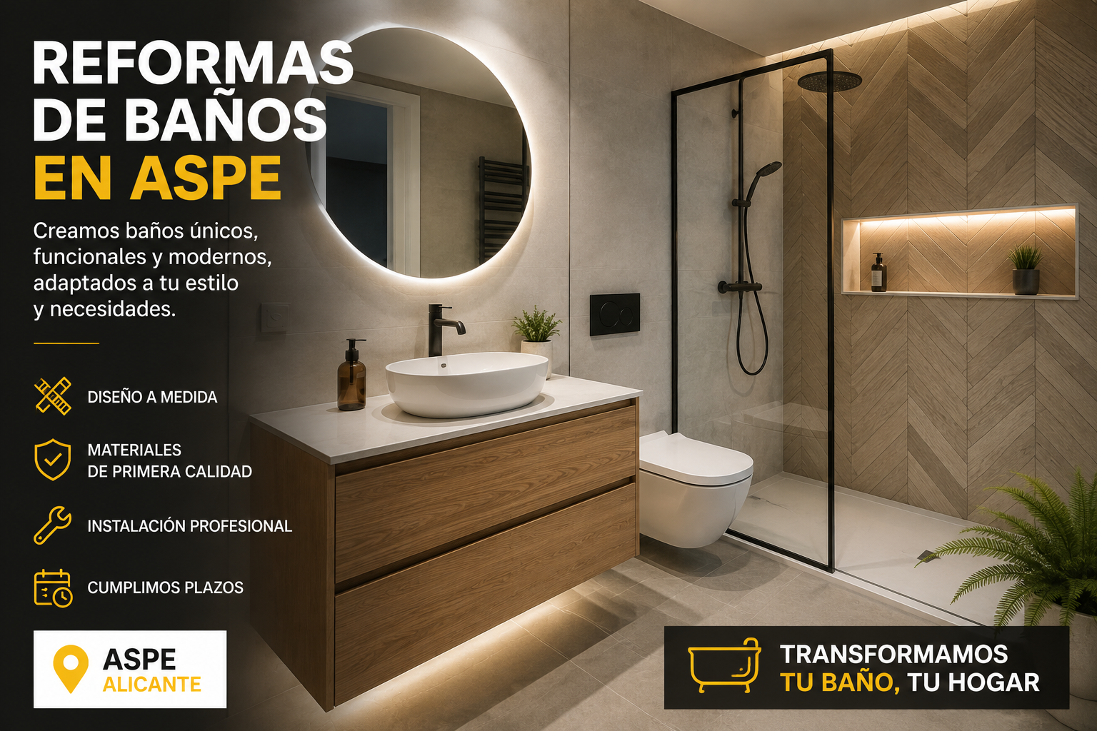 Reforma de baño en Aspe, antes y después